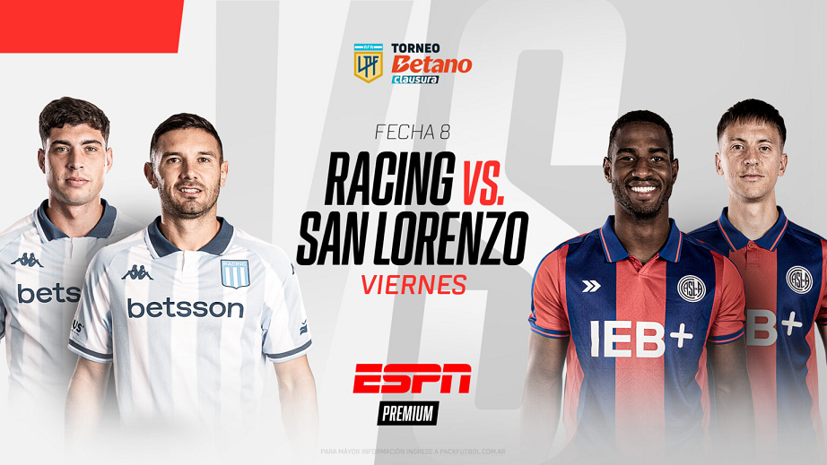 El clásico Racing Vs. San Lorenzo y Estudiantes Vs. River sobresalen en la fecha 8 por ESPN Premium