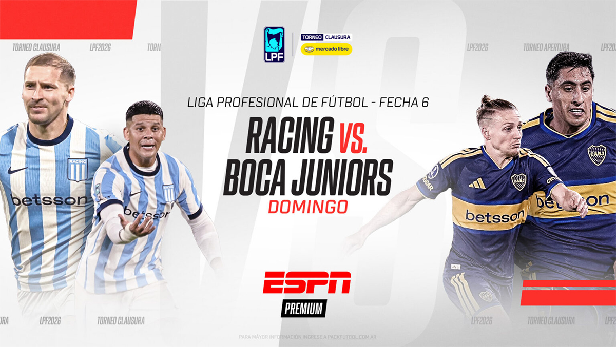 Racing vs. Boca el destacado de la fecha 6 por ESPN Premium