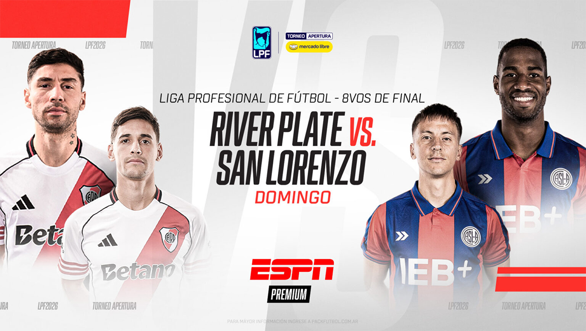 Llegan los octavos de final del Torneo Apertura con River vs. San Lorenzo por ESPN Premium