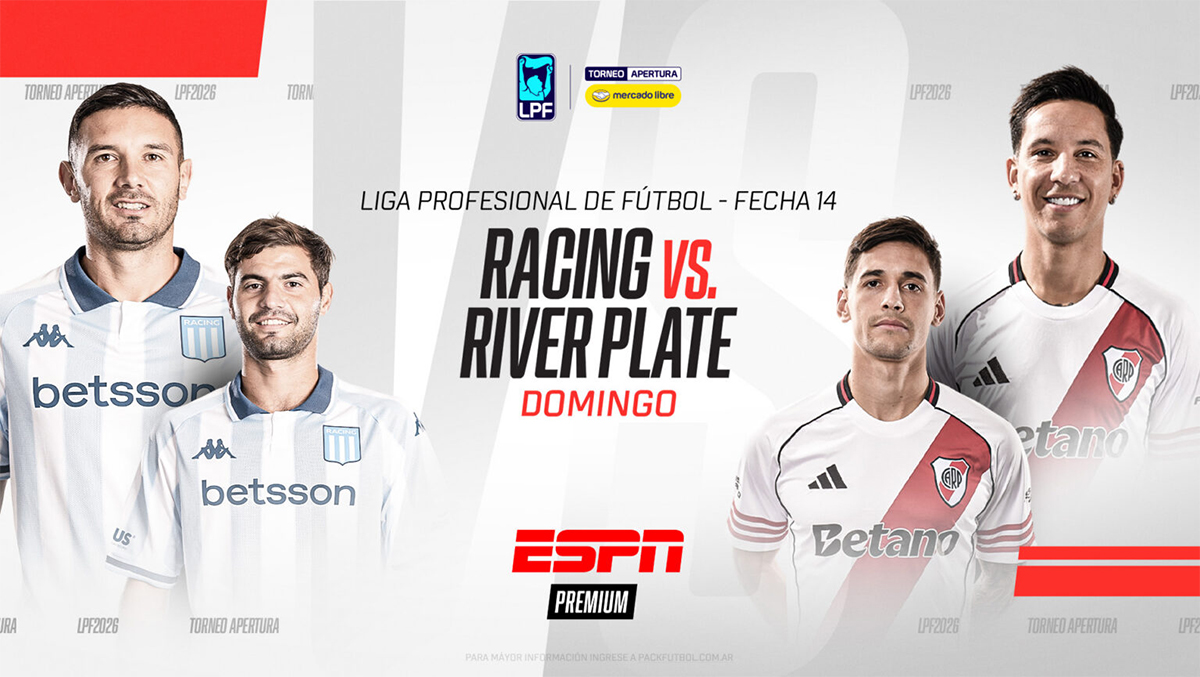 Racing-River y el clásico del sur Lanús-Banfield se destacan en la fecha 14 por ESPN Premium
